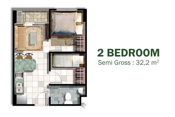 Denah 2 Bedroom